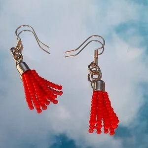 Red beaded earrings